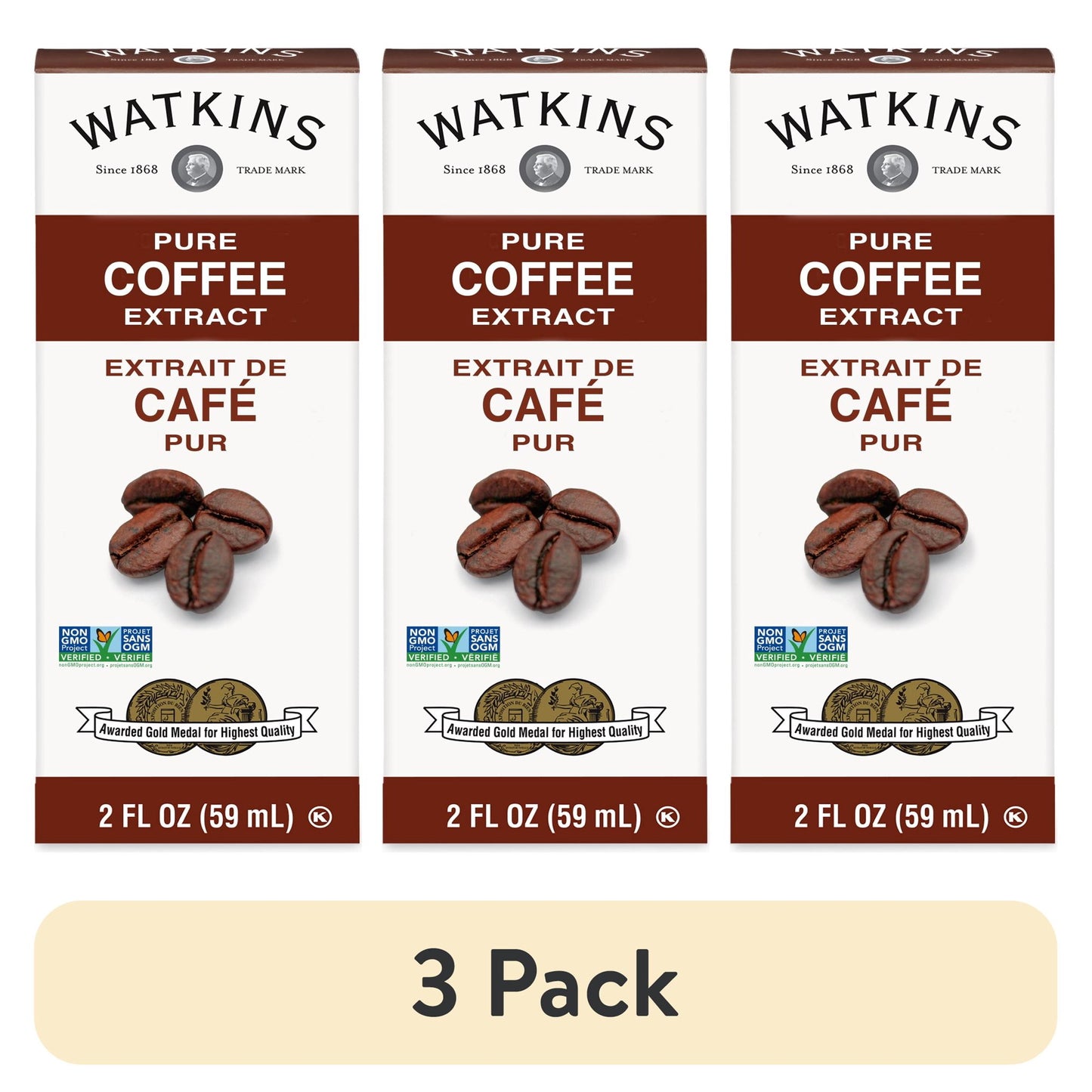 (3 pack) Watkins Pure Coffee Extract, 2 oz (Plastic Container)