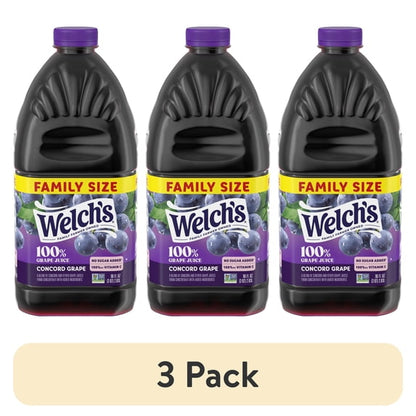 (3 pack) Welch's 100% Grape Juice, Concord Grape, 96 fl oz Bottle