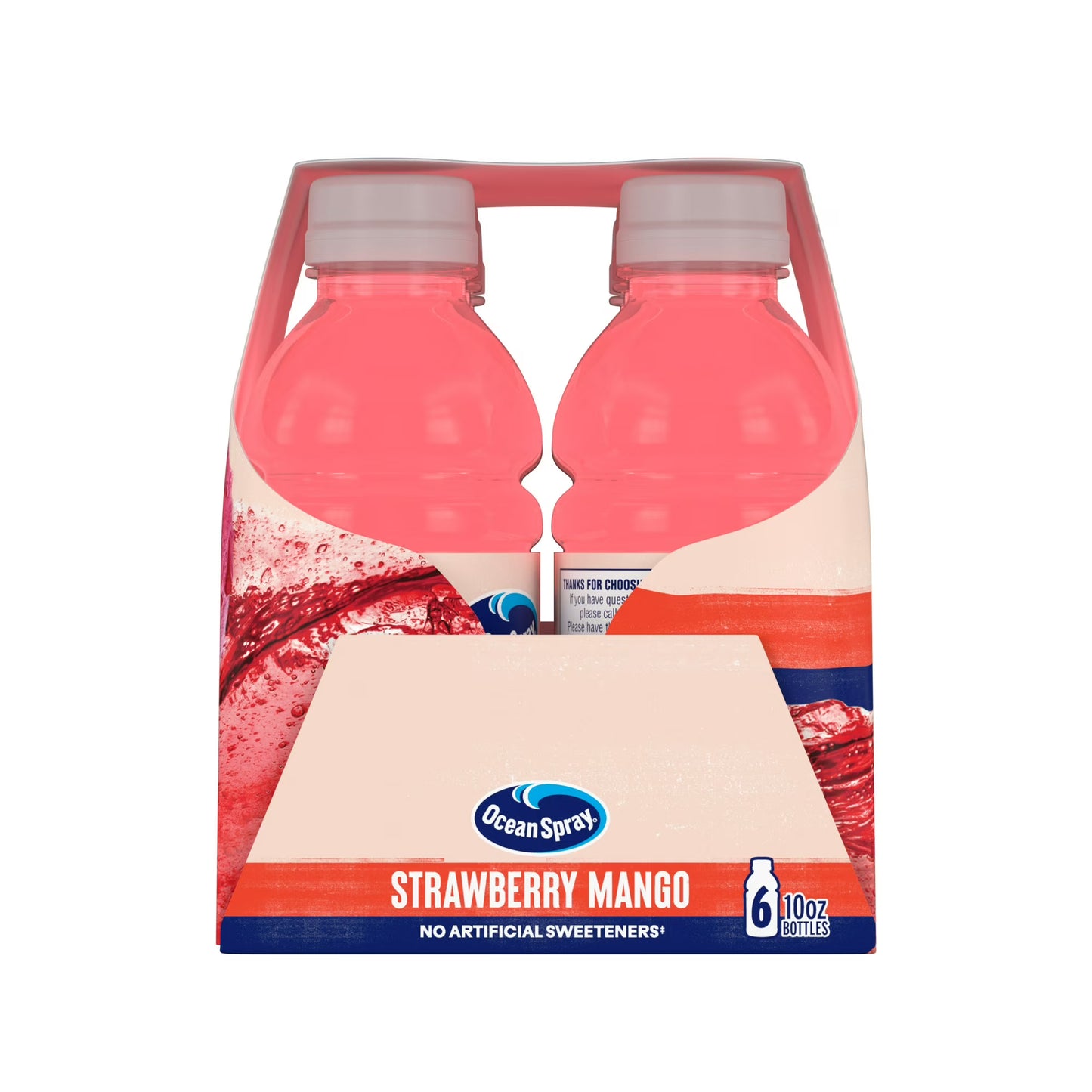 Ocean Spray ZERO Sugar Strawberry Mango Juice Drink, 10 Fl Oz Bottle, 6 Count