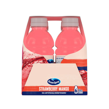 Ocean Spray ZERO Sugar Strawberry Mango Juice Drink, 10 Fl Oz Bottle, 6 Count