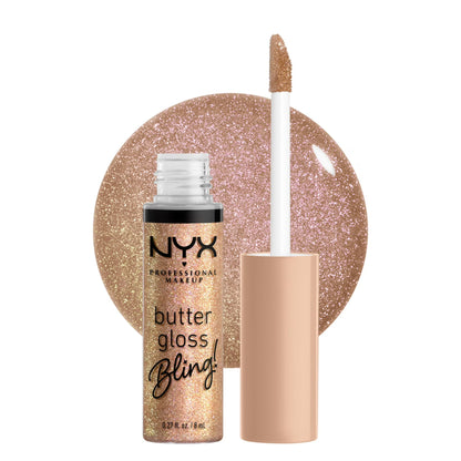 NYX Professional Makeup Butter Butter Gloss Bling Non Sticky Lip Gloss, Bring The Bling, 0.27 fl oz