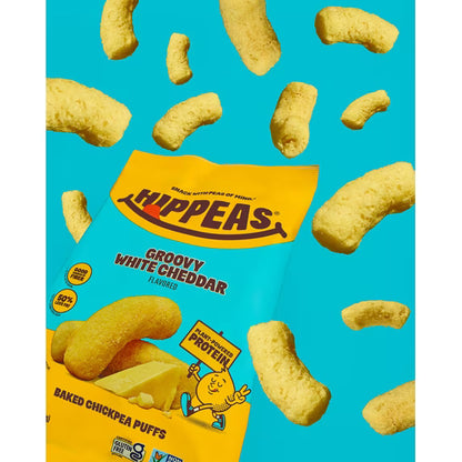 HIPPEAS Chickpea Puffs, Groovy White Cheddar, Gluten Free, Dairy Free, 4g Protein, 4 oz