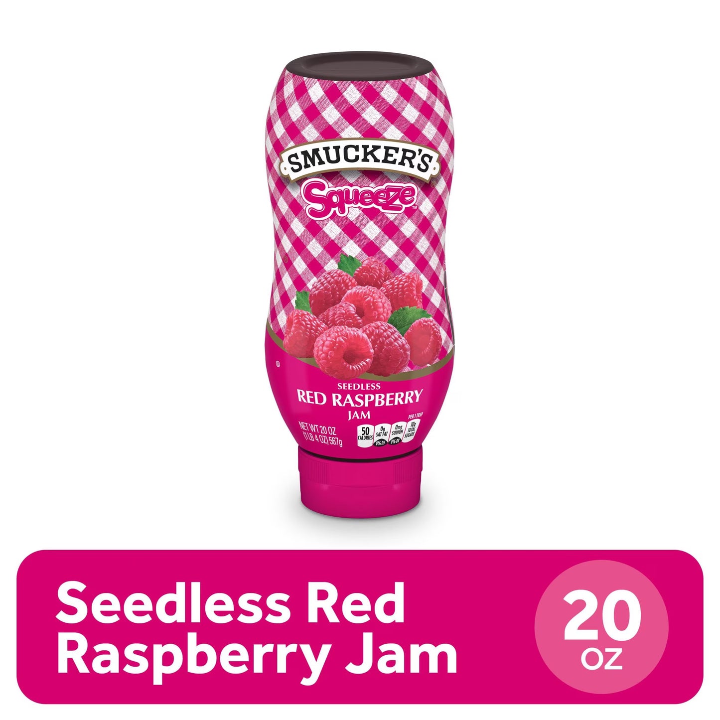 (3 pack) Smucker's Squeeze Seedless Red Raspberry Jam, 20 oz Squeezable Bottle