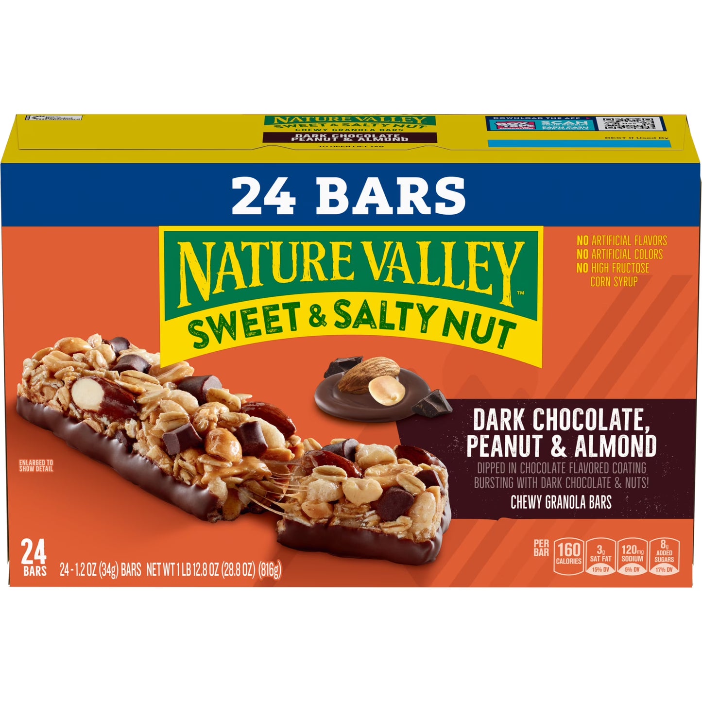 Nature Valley Sweet and Salty Nut Bars, Dark Chocolate Peanut Almond, 24 Bars, 28.8 oz