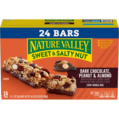 Nature Valley Sweet and Salty Nut Bars, Dark Chocolate Peanut Almond, 24 Bars, 28.8 oz