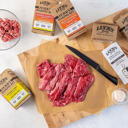 Lucky Jerky DIY Sweet & Spicy Seasoning Kit - Makes 20lbs of Jerky, Perfect for Slab & Stick Styles