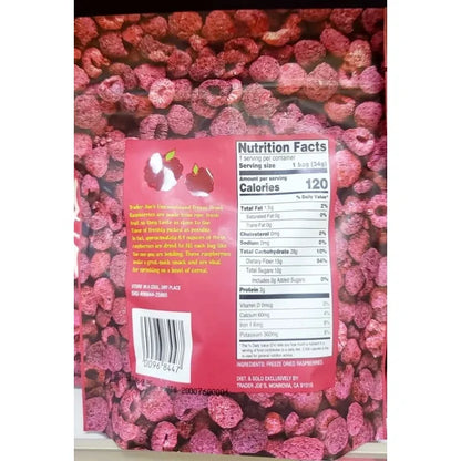 (2 packs) Trader Joe's Freeze Dried Raspberries Unsweetened Unsulfured Raspberry (2x1.2oz)
