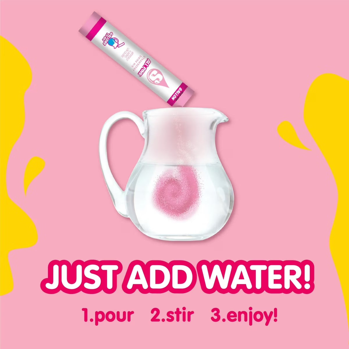 Starburst Zero Sugar Gallons-to-Go Powdered Drink Mix, All Pink Strawberry, 8 Count Gallon Pitcher Packets