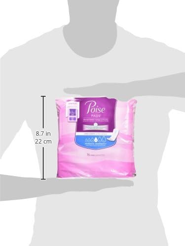 Poise Incontinence Pads & Postpartum Incontinence Pads, 4 Drop Moderate Absorbency, Long Length, 16 Count, Packaging (Pack of 4)