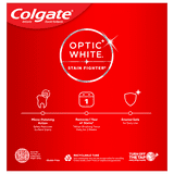 Colgate Optic White Stain Fighter Clean Mint, Teeth Whitening Anticavity Toothpaste, 3 Pack, 3.8 OZ