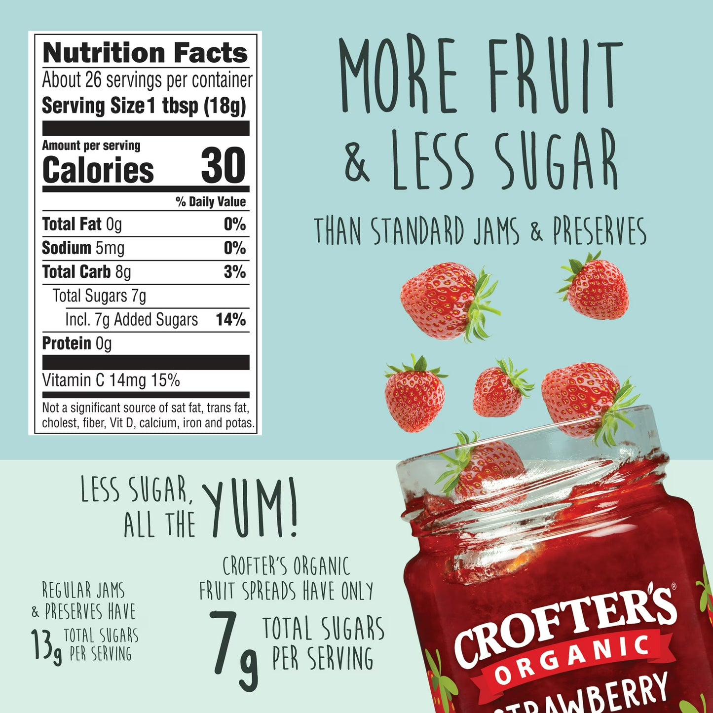 Crofters Fruit Spread Organic Premium Strawberry, 16.5 oz