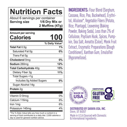 Lakanto Pumpkin Spice Muffin Mix - Sweetened with Monk Fruit and Allulose, Erythritol -8 Oz