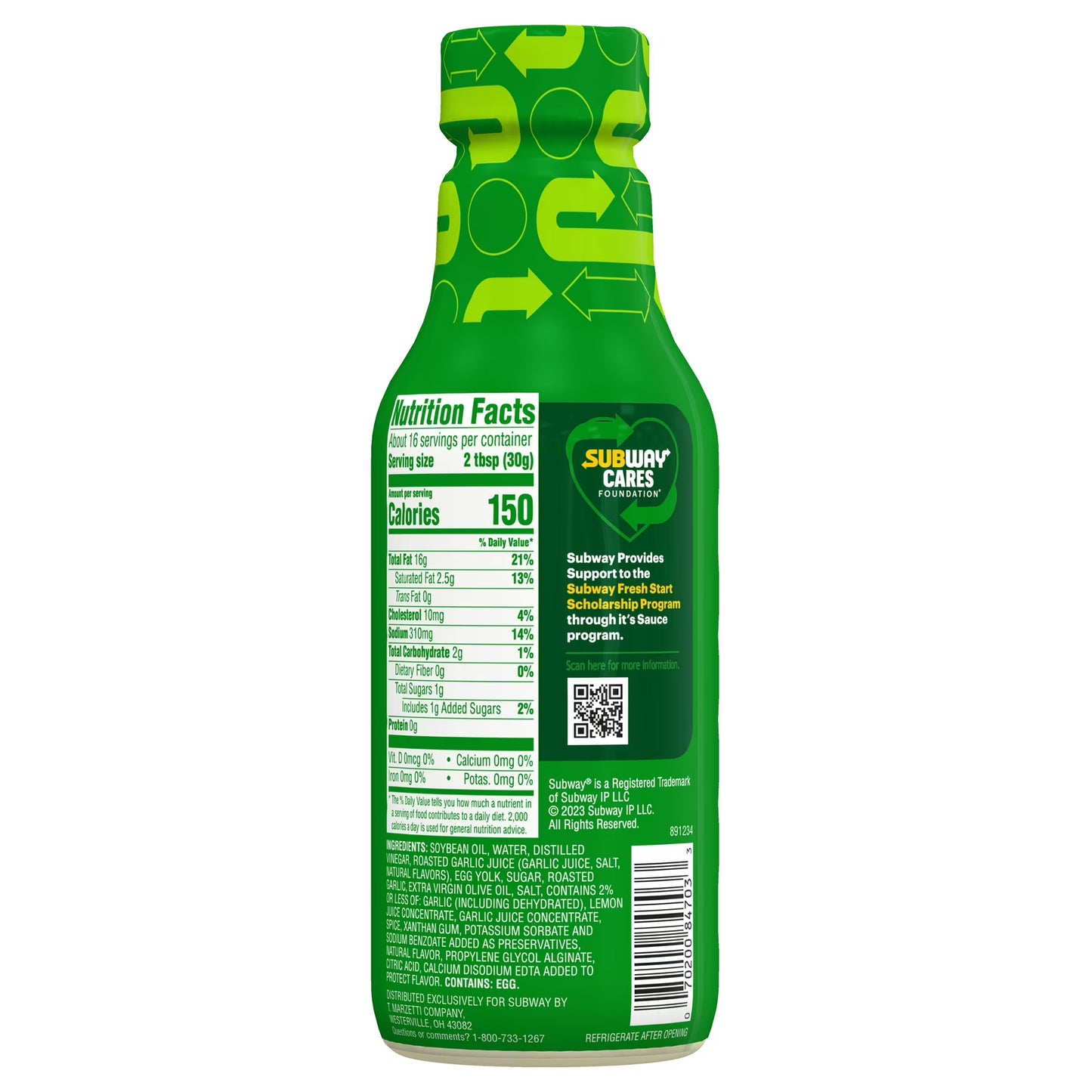 Subway Roasted Garlic Aioli Sauce, 16 fl. oz.