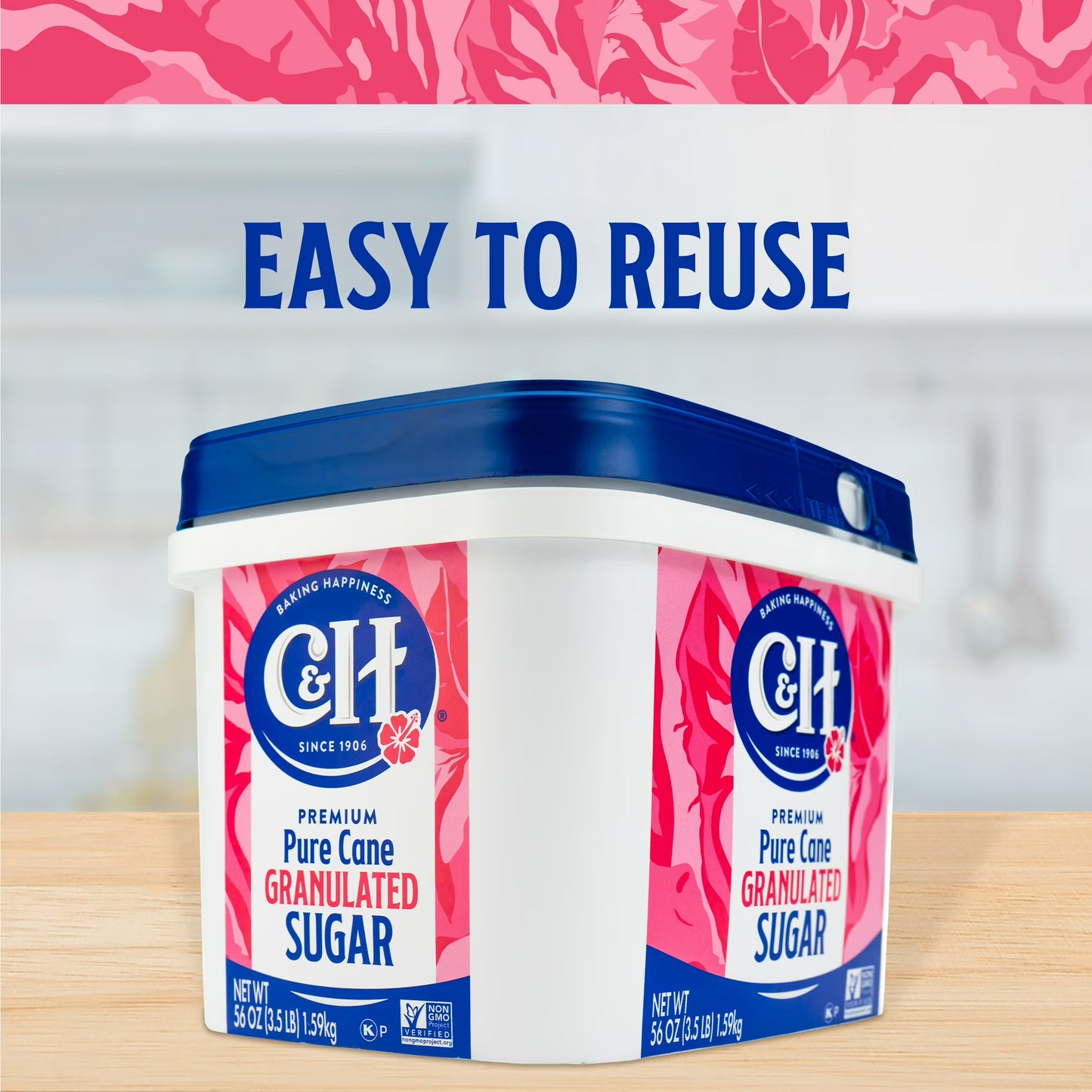C&H Premium Pure Cane Granulated Sugar, 3.5 lb Tub