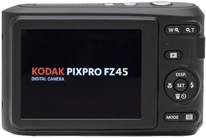 Kodak Pixpro FZ45 Digital Camera Bundle, Includes: SanDisk 32GB Memory Card, Spare Batteries, Hard Shell Camera Case and Card Reader (5 Items) (Black)