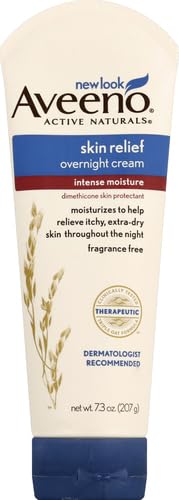 Aveeno Skin Relief Overnight Intense Moisture Cream with Triple Oat Complex & Natural Shea Butter, Therapeutic Dimethicone Skin Protectant for Dry Itchy Skin Relief, Fragrance- & Steroid-Free, 7.3 oz
