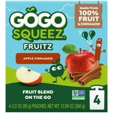 (2 pack) GoGo squeeZ No Sugar Added Apple Cinnamon Applesauce Pouches, 3.2 oz (4 Pack)