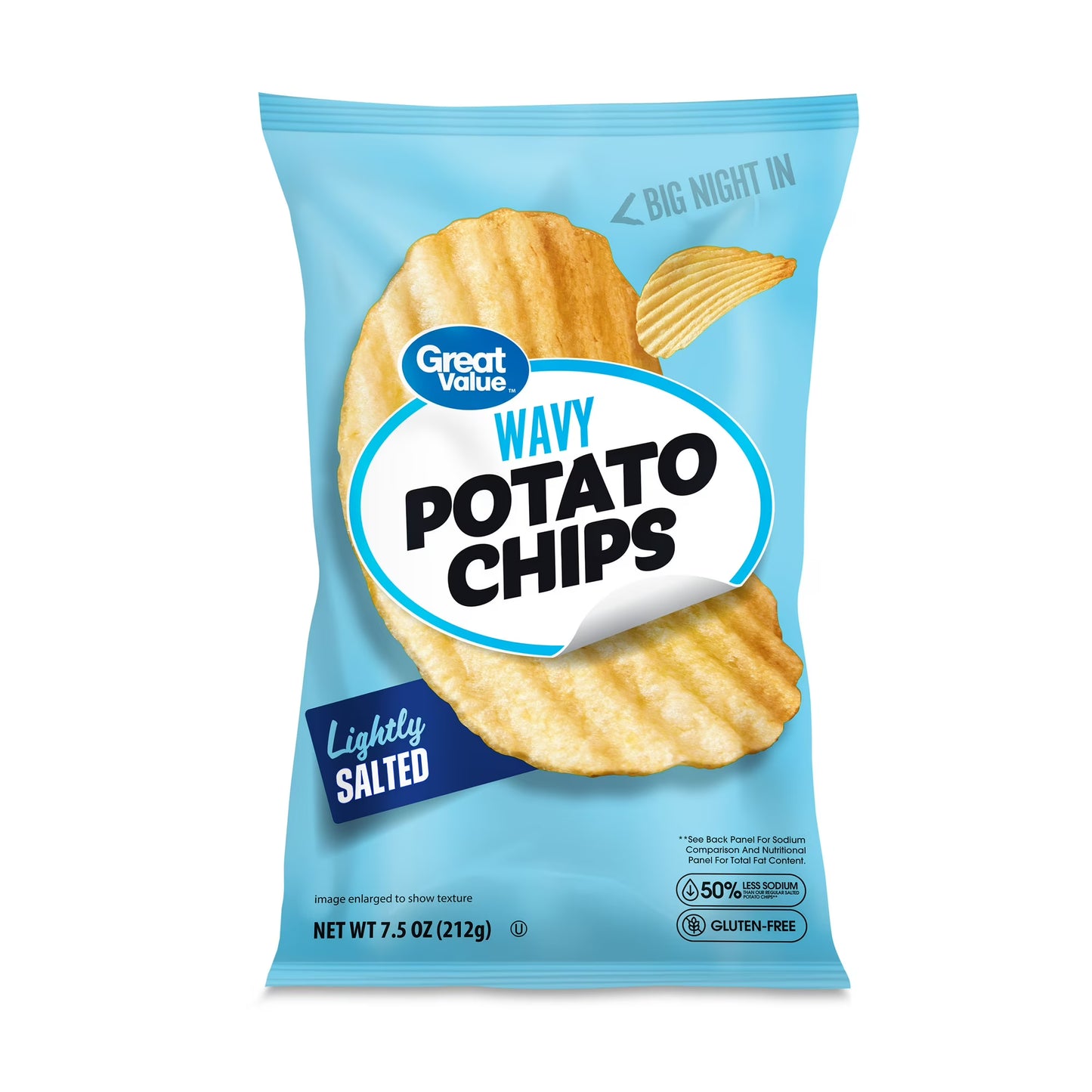 Great Value Lightly Salted Wavy Potato Chips, 7.5 oz