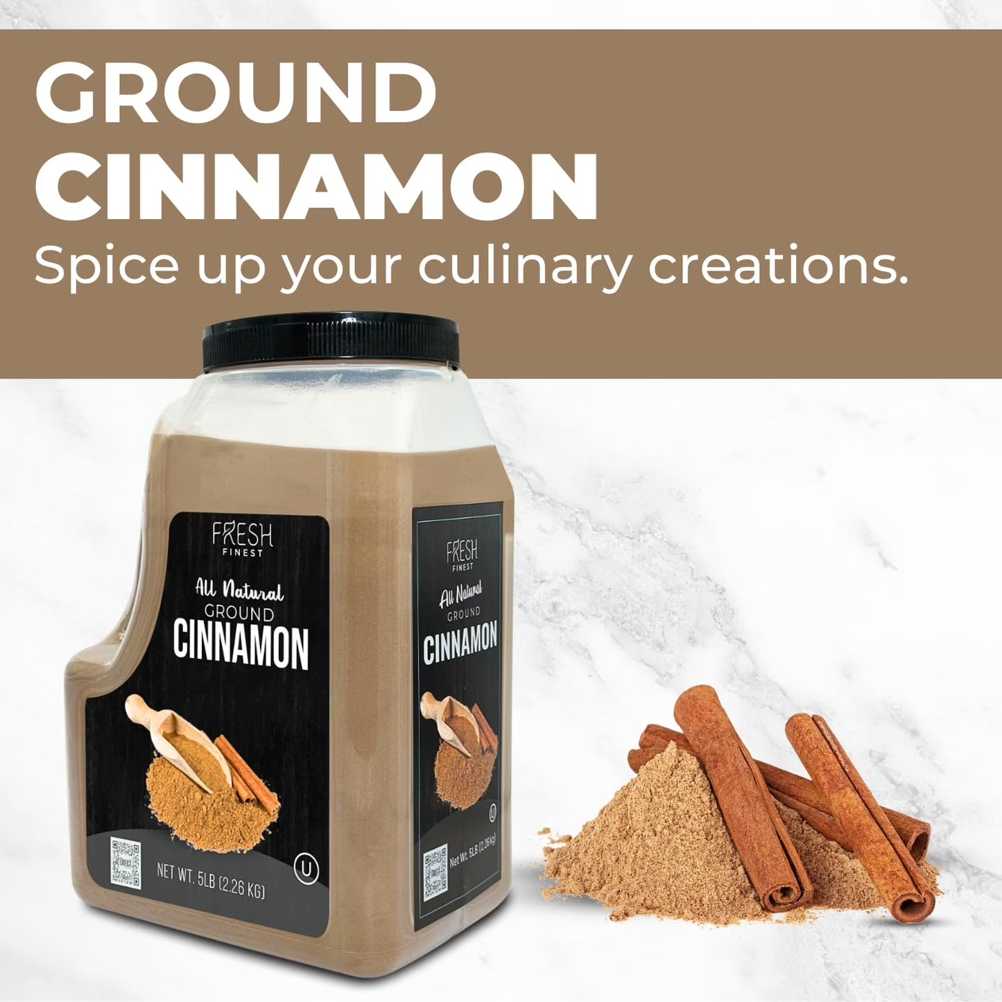 Bulk Spices Commercial and Home Cooking 5 LB Ground Cinnamon Powder - Kosher Certified Cinnamon Powder, Perfect for Desserts, Hot Tea, Cider, Meat Rubs, and More - 5 LB