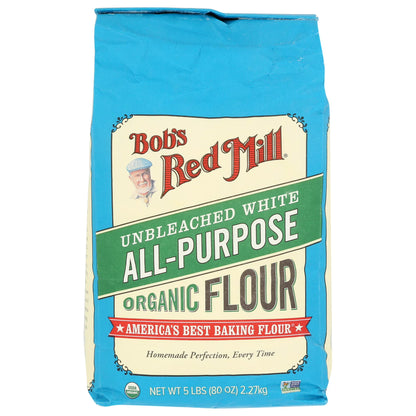 Bob's Red Mill Organic Unbleached White All-Purpose Flour, Allergen-Free, 5 lbs