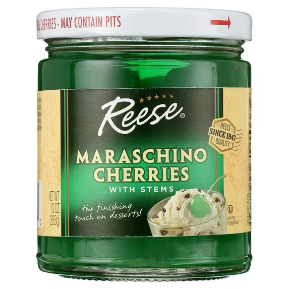 Reese Maraschino Cherries with Stems, 10 oz (Pack of 2)