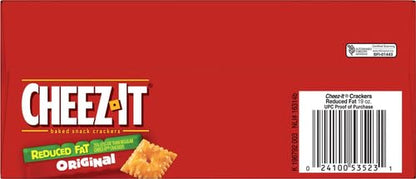 Cheez-It Cheese Crackers, Baked Snack Crackers, Lunch Snacks, Family Size, Reduced Fat Original, 19oz Box (1 Box) (Pack of 2)