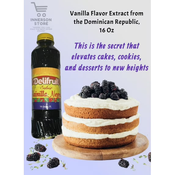 Delifruit Black Vanilla Extract From Dominican Republic 16 Oz
