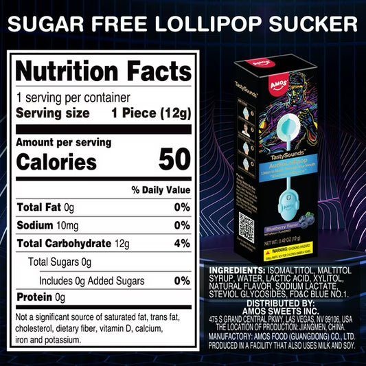 AMOS Music Lollipop Suckers Tastysounds Lollipop Fat Free Blueberry, Creative Gift Party