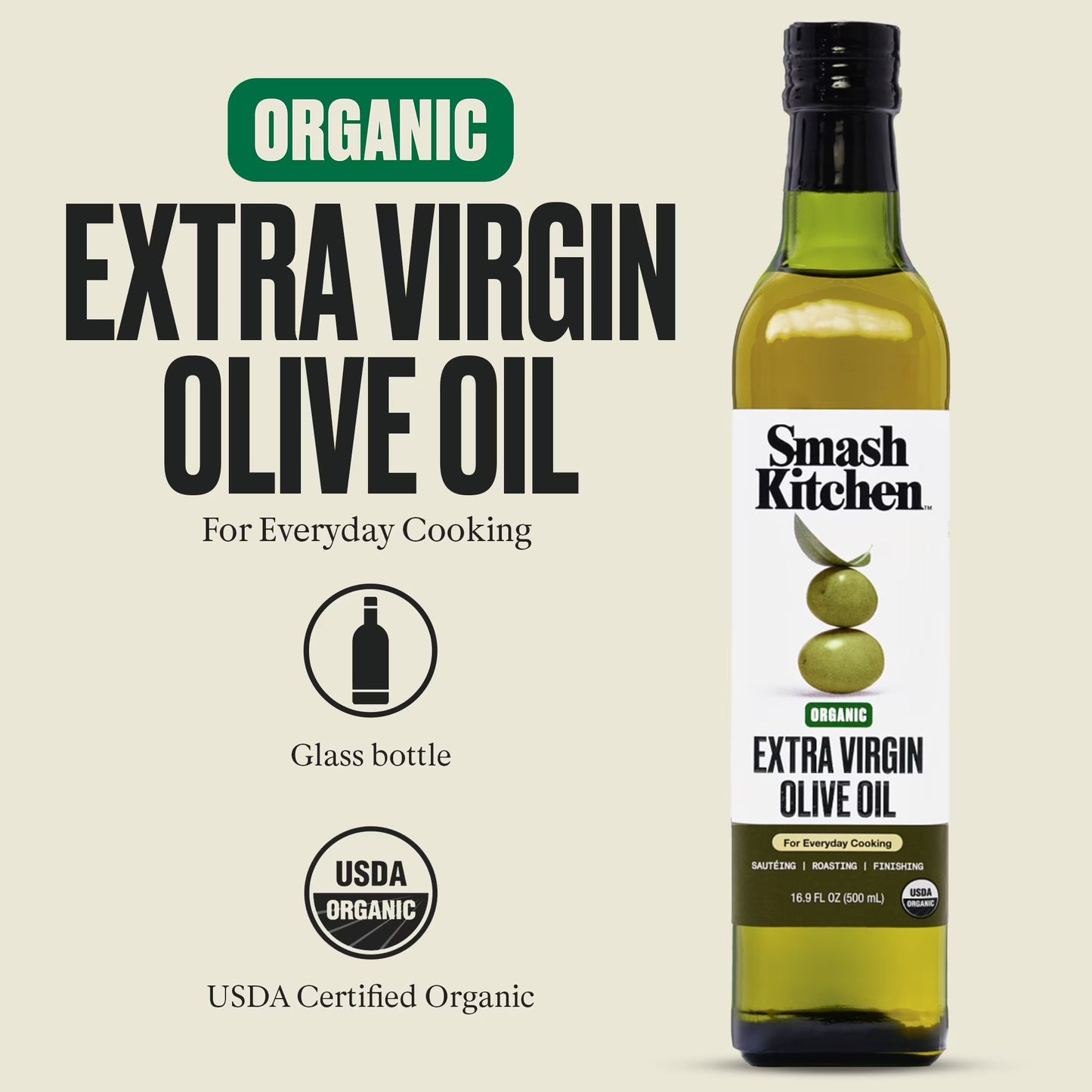 Smash Kitchen Organic Classic Extra Virgin Olive Oil, 16.9 fl oz