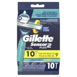 Gillette Sensor 2 Plus Pivoting Men 2 Blade Disposable Razor,10 count
