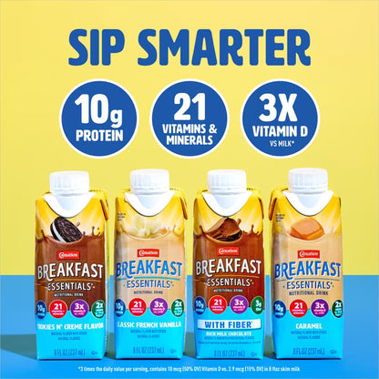 Carnation Breakfast Essentials Nutritional Protein-Packed Drink Shakes, Cookies n Creme Breakfast Shake, 8 fl oz, 6 Pack