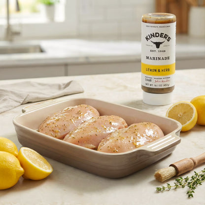 Kinder's Lemon and Herb Marinade for Meat and Vegetables, 16.1 oz Bottle