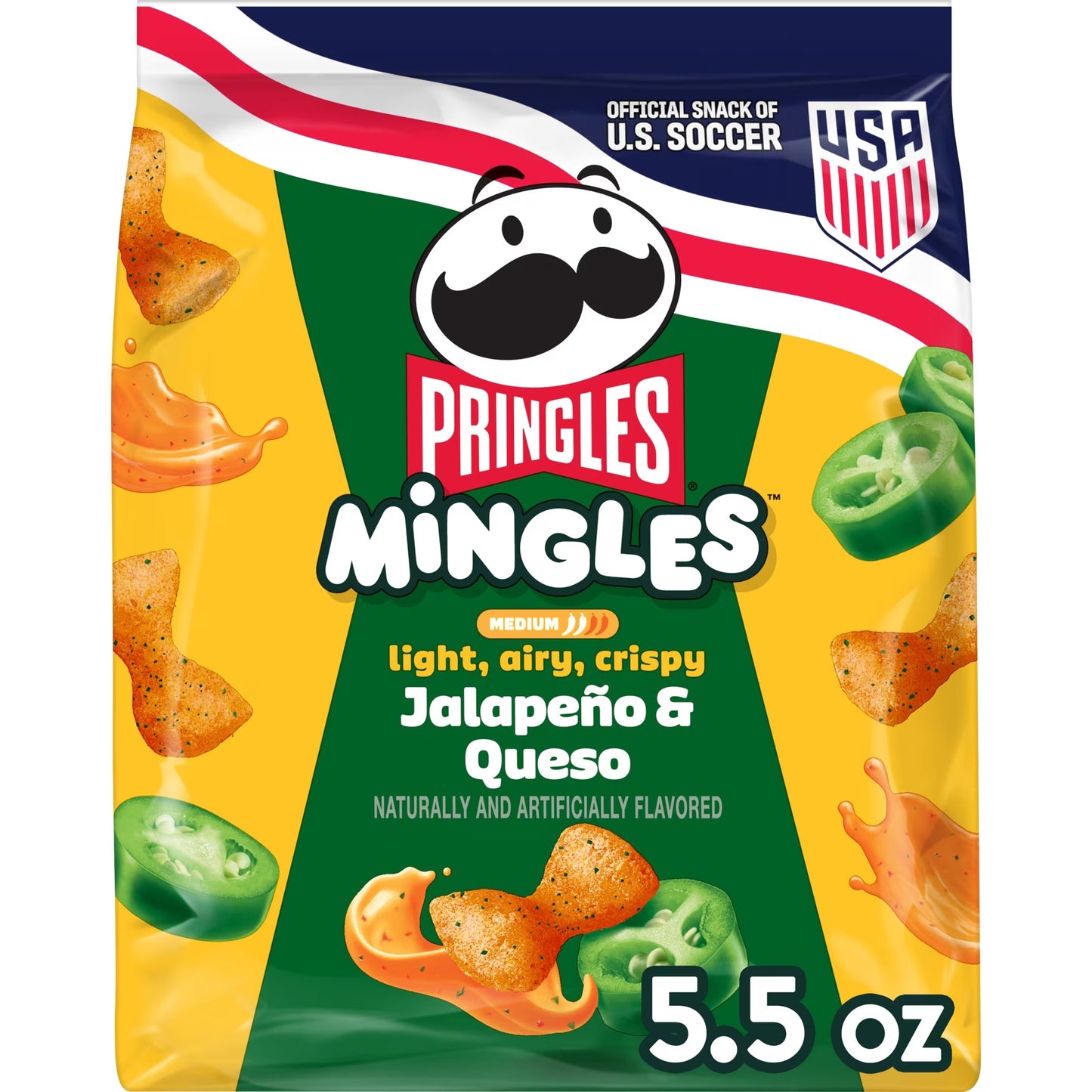 Pringles Mingles Jalapeno and Queso Puffed Snacks, Salty Snacks, 5.5 oz