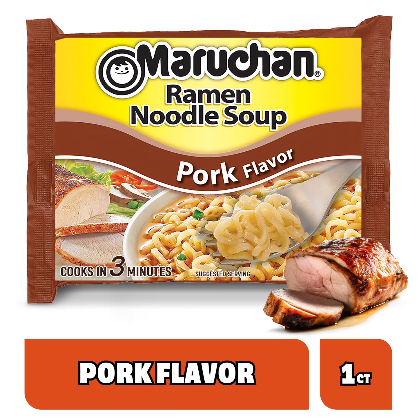 Maruchan Ramen Noodle Soup, Pork Flavor Instant Noodles, 3 oz