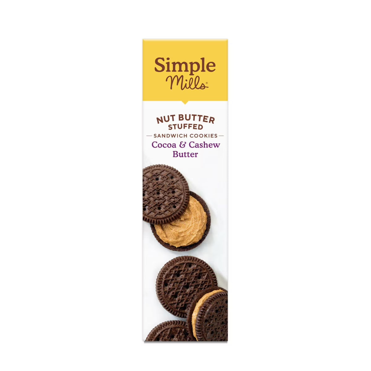 Simple Mills Nut Butter Stuffed Sandwich Cookies, Cocoa Cashew Creme, Gluten-Free, 6.7 oz