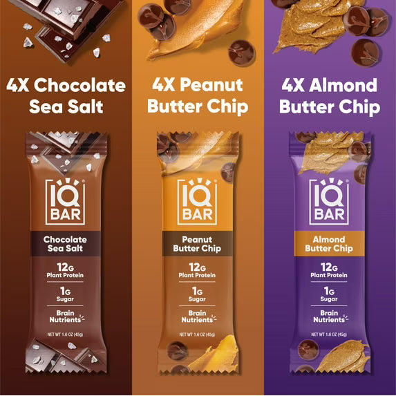 IQBAR Mint Chocolate Protein Bars - Vegan Energy Bars - High Fiber Vegan Snacks - 4 Count Box