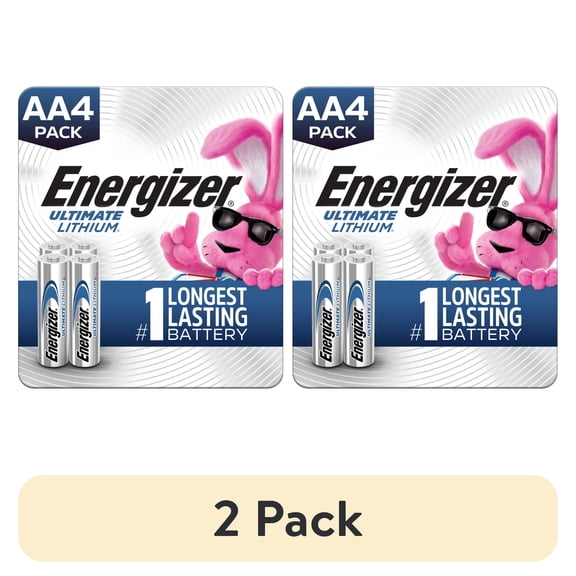 (2 pack) Energizer Ultimate Lithium AA Batteries (4 Pack), Double A Batteries