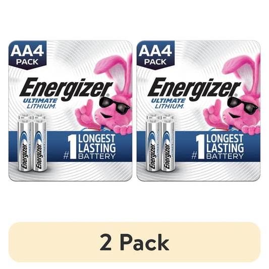 (2 pack) Energizer Ultimate Lithium AA Batteries (4 Pack), Double A Batteries