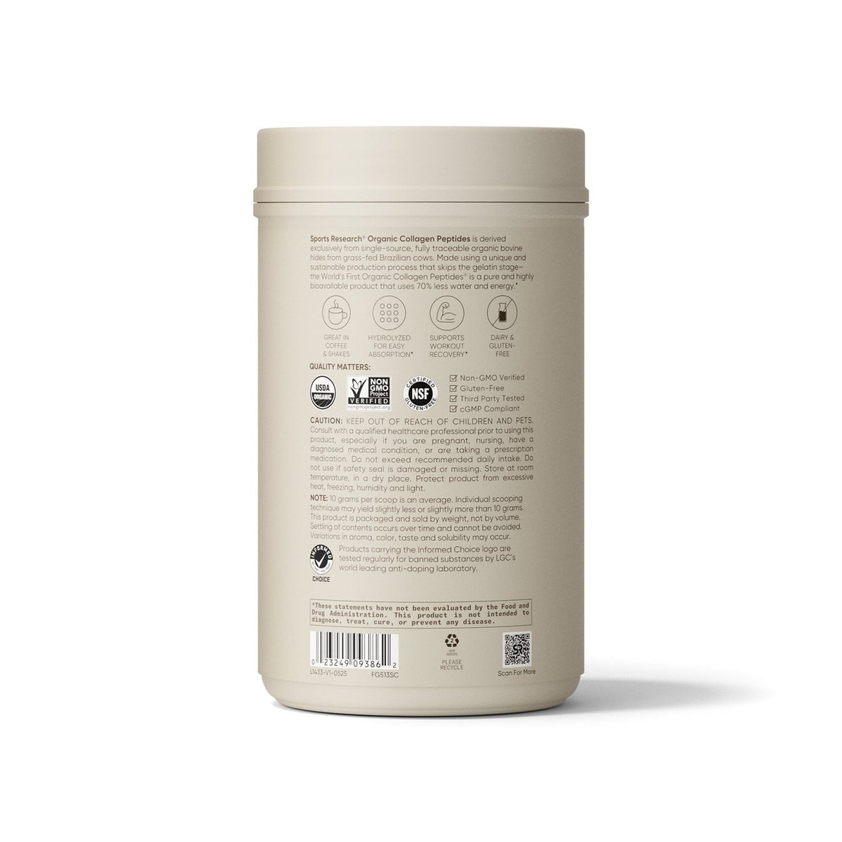 Sports Research Collagen Peptides Powder, 24 oz.