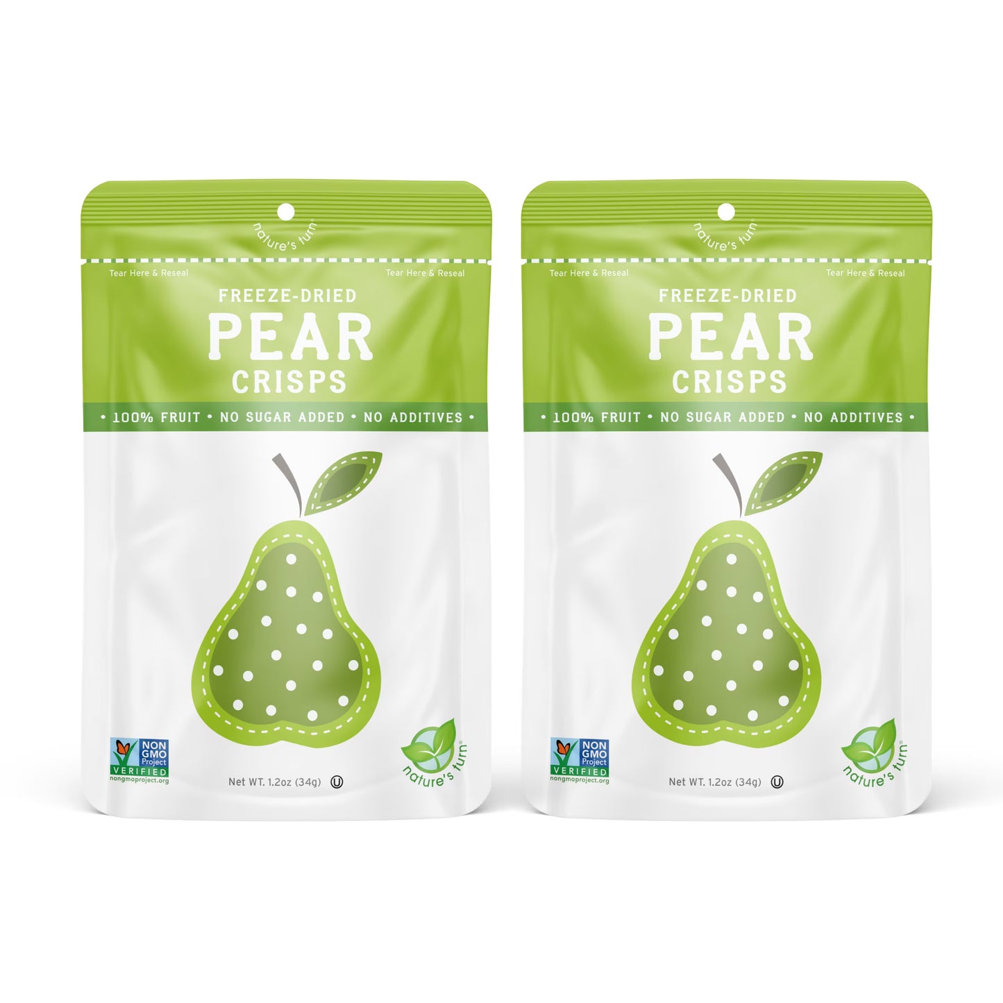 Nature’s Turn Freeze-Dried Pear Crisps, No Added Sugar, Healthy Natural Fruit Crisp Snack for School Lunches, 6 Pack (0.53 oz Each)