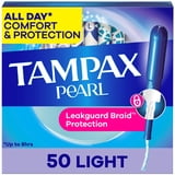 (3 pack) Tampax Pearl Tampons with LeakGuard Braid, Light Absorbency, 50 Count
