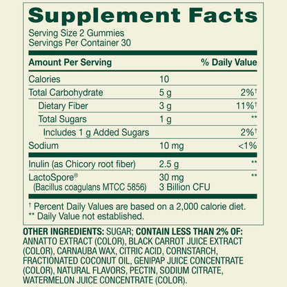 Spring Valley Probiotic with Prebiotic from Inulin Vegetarian Gummies for Digestive Health, Assorted Flavors, 3 Billion CFU, 60 Count