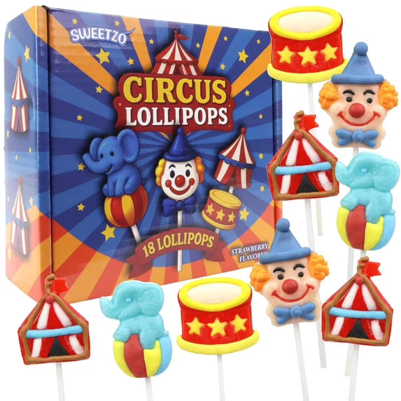 Circus Lollipops, Carnival Candy, 18 Count, 7.62 Ounce Box