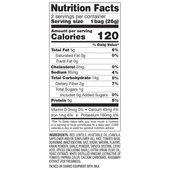 Harvest Snaps Variety Bag Baked Gluten Free Snacks, Veggie Crisps, 3 Flavors, 6 Bags, 5.3 oz