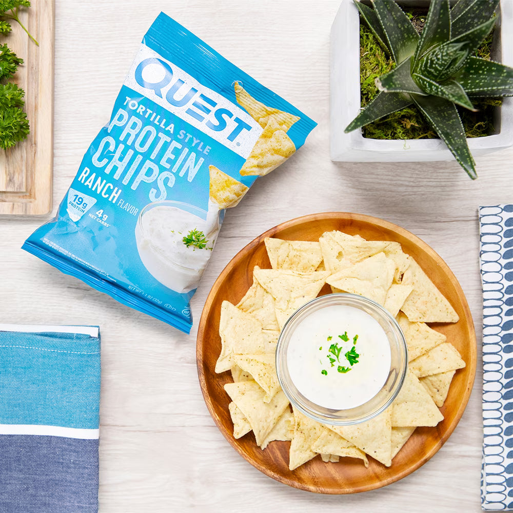 Quest Tortilla Style Protein Chips with 19g of Protein, Ranch Flavor, 1.1 Oz, Single