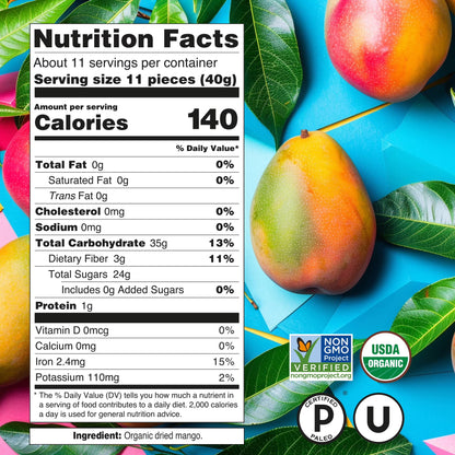 Just About Organic Dried Mango, Healthy Snack, 1 Lb