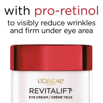L'Oreal Paris Revitalift Anti-Wrinkle, Firming Eye Cream, Fragrance Free, 0.5 oz
