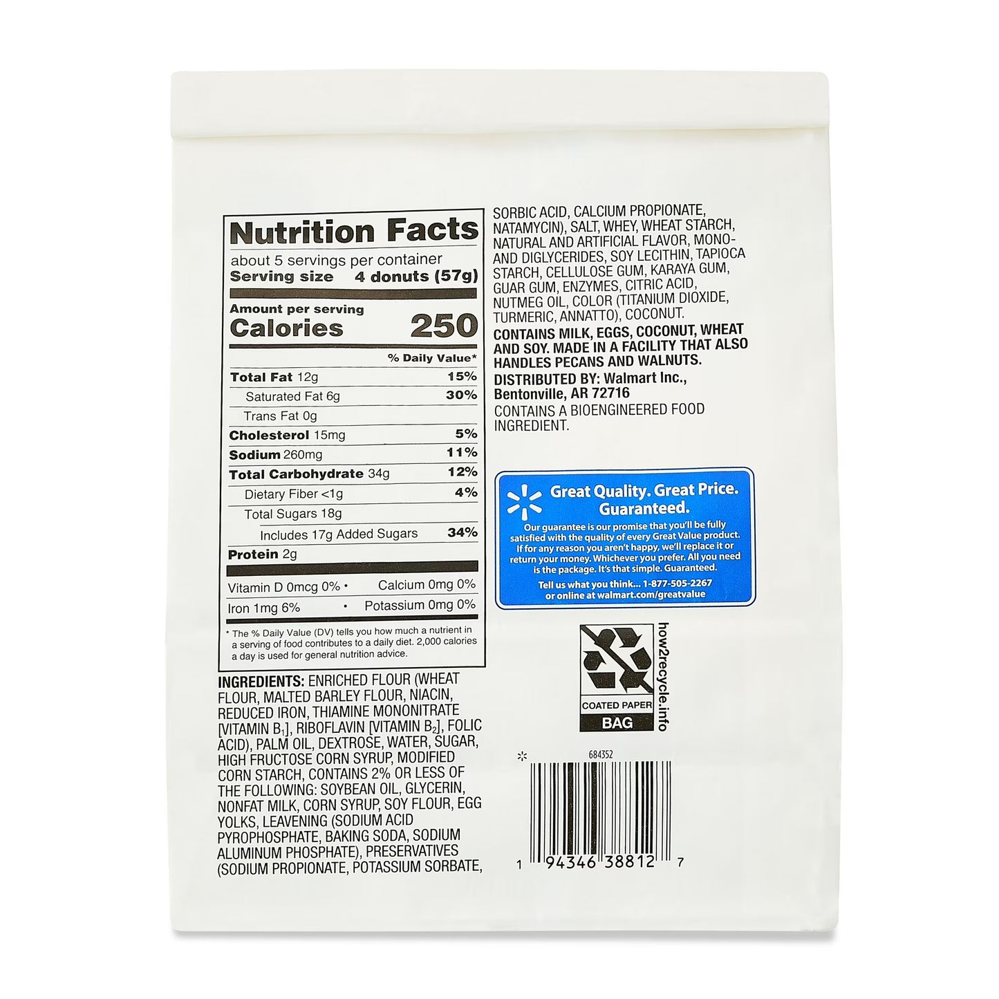 Great Value Powdered Sugar Mini Donuts, 10 oz