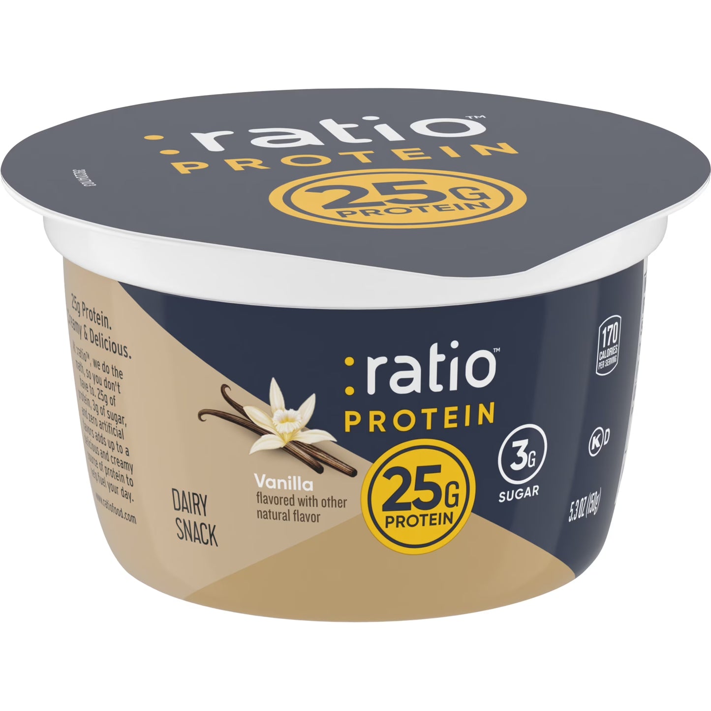 Ratio Yogurt Protein Cultured Dairy Snack, Vanilla, 25g Protein, 5.3 OZ