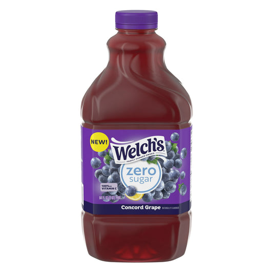 (6 pack) Welch's Concord Grape Zero Sugar Drink, 64 fl oz Bottle